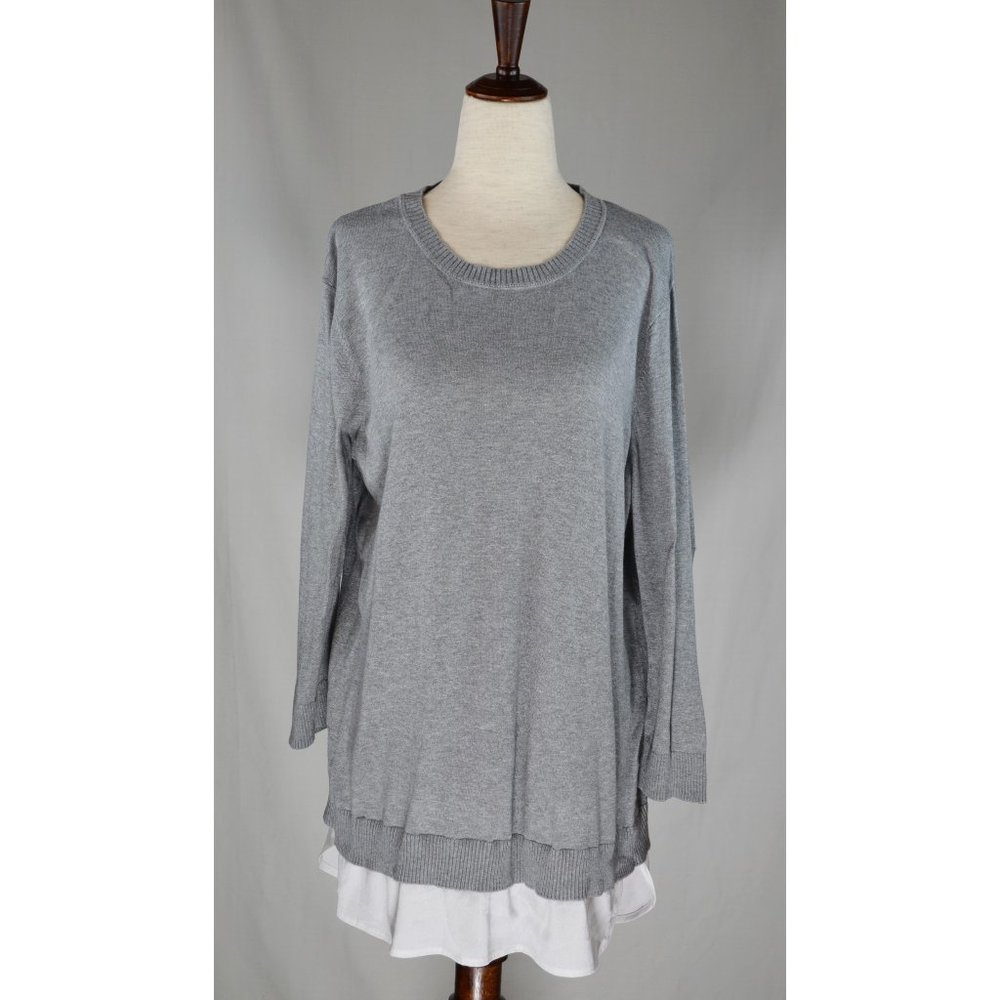 Calvin Klein Grey Layered-look 3/4 Sleeve Sweater